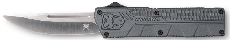 CobraTec Knives GYCTLWDNS 3.25 In D2 Steel OTF Knife Gray Aluminum Handle