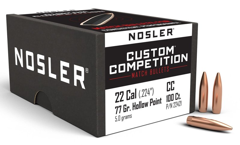 Nosler Custom Competition .22 Cal 77gr HPBT Bullets 100ct