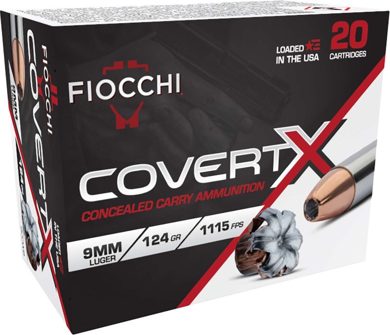 Fiocchi CovertX 9mm 124 Grain Jacketed Hollow Point 20rd