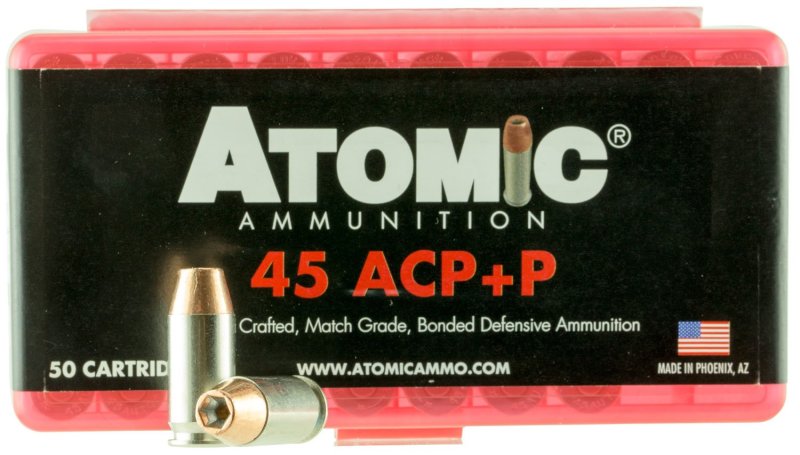 Atomic Ammunition 00412 45ACP +P 185gr Bonded Match Hollow Point 50/Box