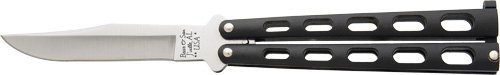 Bear & Son 114B Butterfly Knife 3.58 In Black Stainless Clip Point