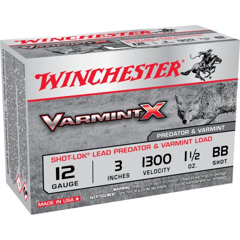 Winchester Ammo X123VBB Varmint X Shot-Lok 12 Gauge 3" 1 1/2 oz BB Shot 10 Per Box/10 Cs