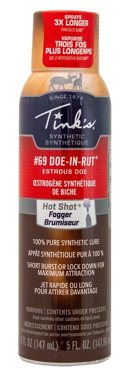 Tink's Synthetic #69 Doe-In-Rut Scent Fogger, Adjustable Spray, Long-Range Deer Attractant, 5 oz Can, W5271 BL Model