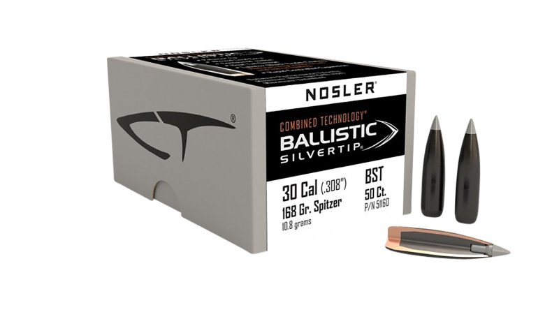 Nosler 51160 30 Caliber 168 Grain Spitzer Point 50 Count Copper Lubalox