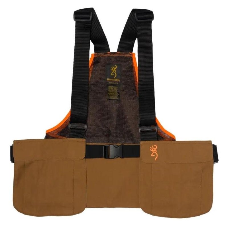 Browning Upland Strap Vest Tan/Blaze Adjustable Large Pockets