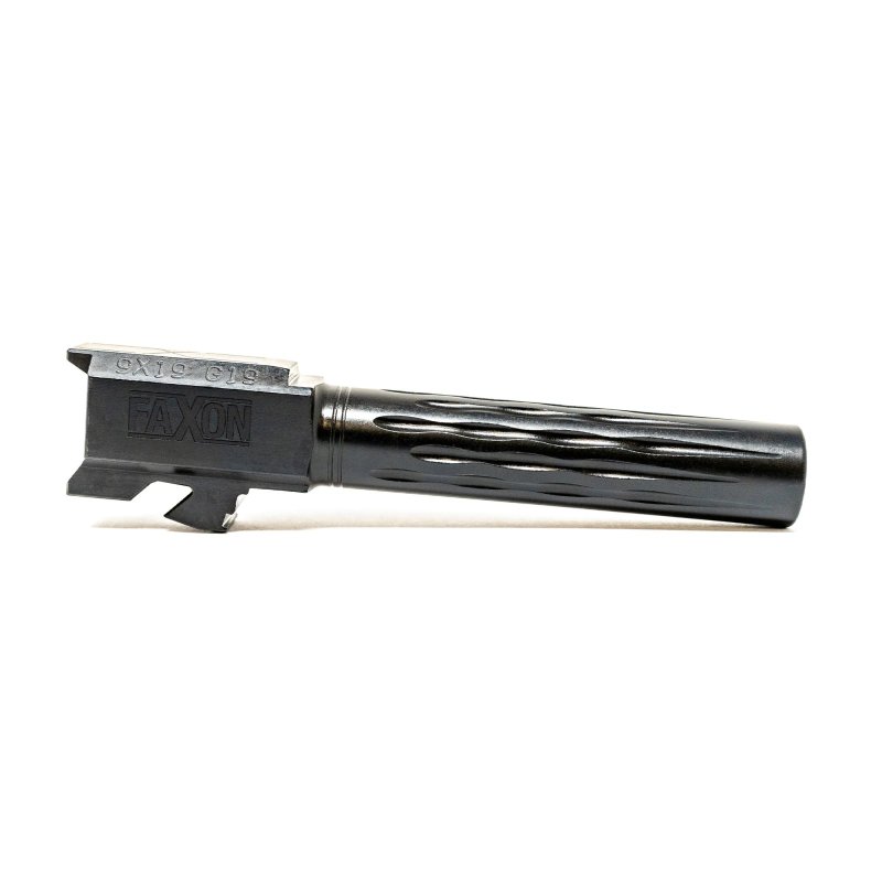 Faxon GB910N19LGQ-N Glock 19 Barrel 9mm Flame Fluted Non-Threaded Black