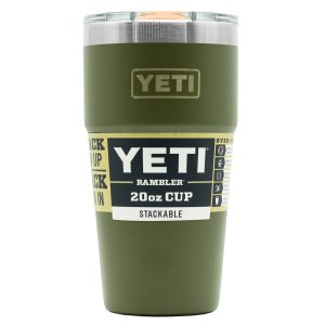 YETI Rambler 20oz Stackable Cup Olive Double-Wall Vacuum Insulated King Crab Orange MagSlider Lid
