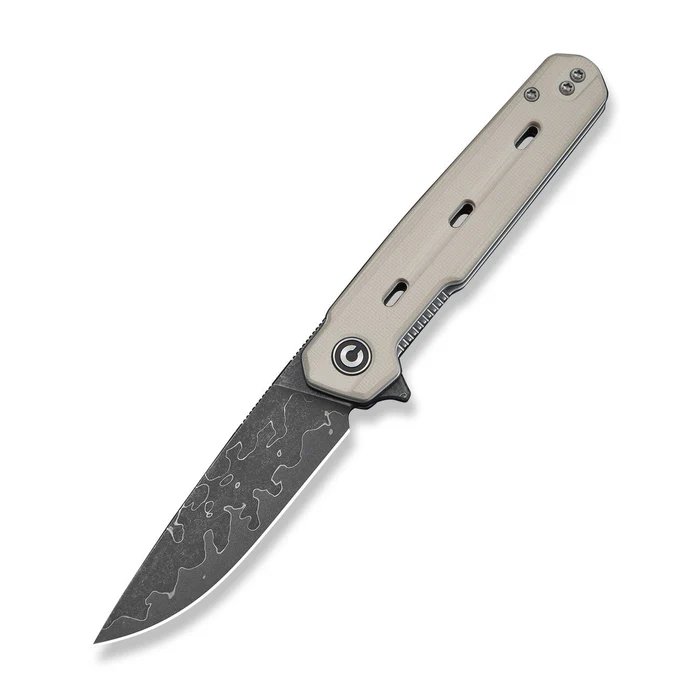 CIVIVI Knives Navo Flipper Ivory G10 Handle 3.25In Damascus Blade