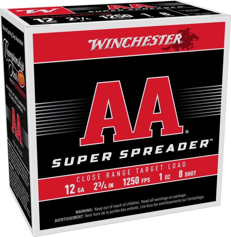 Winchester AA Spreader 12 Gauge 2.75in 1oz #8 Shot 25 Rounds