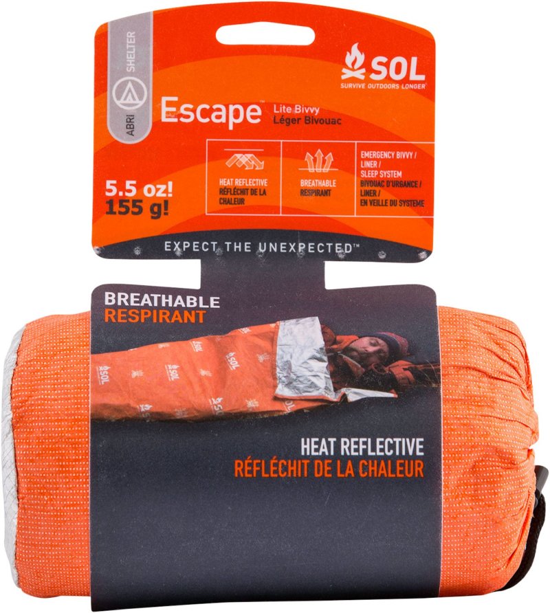 SOL 01401227 Escape Lite Bivvy, Waterproof, Orange, 82"x32", 5.5 oz