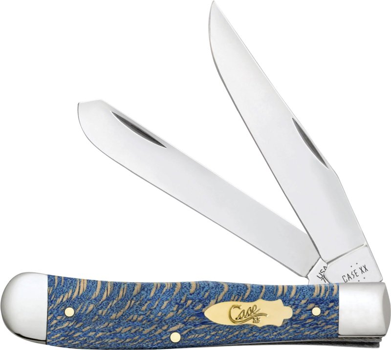 Case CAE Trapper Blue Sycamore Wood Folding Knife 3.5 In Blade