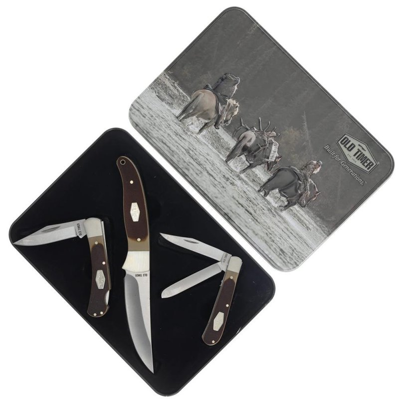 Old Timer 1227061 Fixed/2 Folder Combo Sawcut Handle Gift Tin