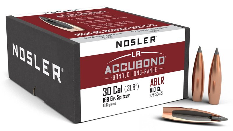 Nosler AccuBond Long Range 30 Cal .308 168 gr 100 Per Box 58455