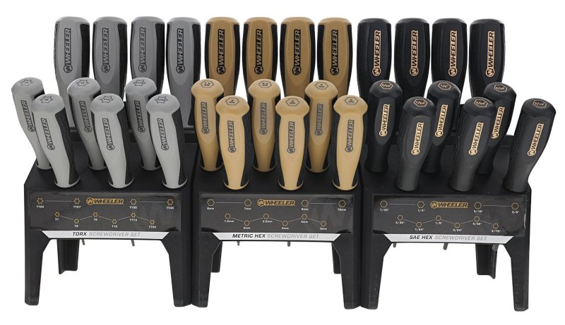 Wheeler 4002882 Hex Torx Screwdriver Set 30 Pieces Rubber Handle Benchtop