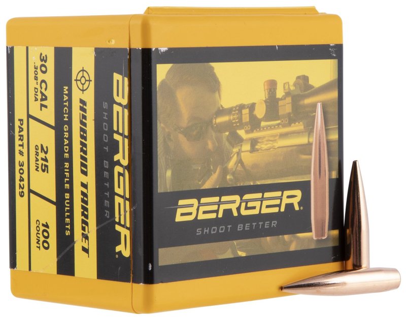 Berger 30429 Hybrid Target 30 Cal 215gr Bullets 100/Box