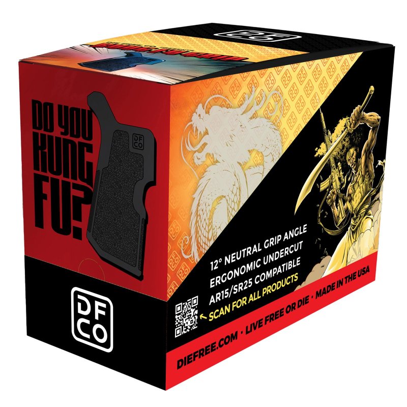 Die Free Co Kung Fu Grip Black Fits AR-15/AR-10 Display Carton