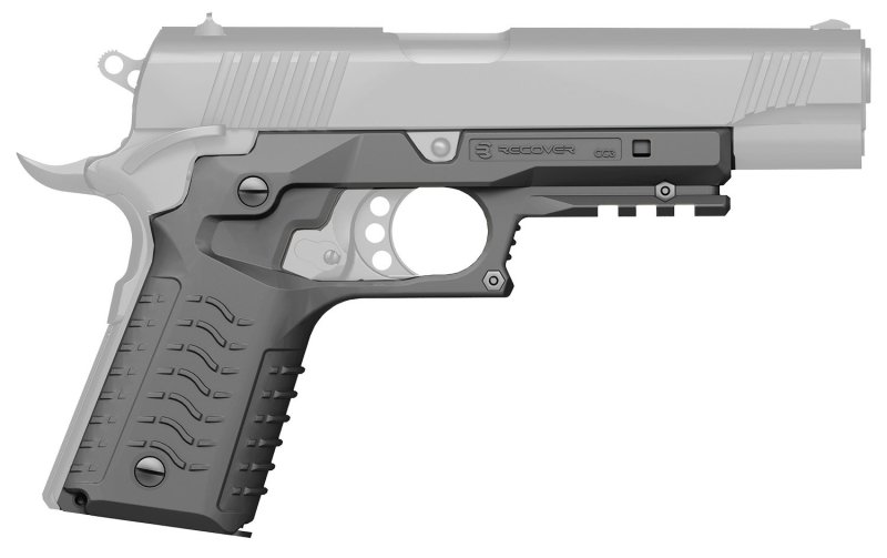 Recover Tactical CC3H04 Gray Polymer Grip & Rail System for 1911