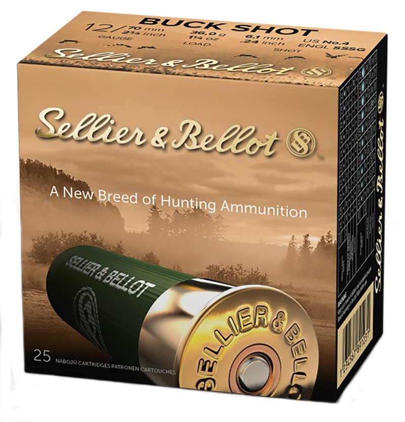 Sellier & Bellot SB12BSB 12GA 2.75In 27Pellets #4 Buck 25Rd