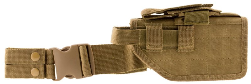 NcStar Universal Drop Leg Holster, Right Hand, Full Size/Compact Semi-Auto, Tan, Adjustable Thumb Snap, PVC Fabric, Stiff Design, CVDLHOL2954-T