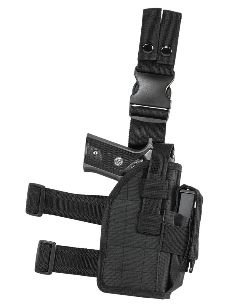 NcStar CVDLHOL2954B Drop Leg Holster Right Hand Black PVC Fits Semi-Auto