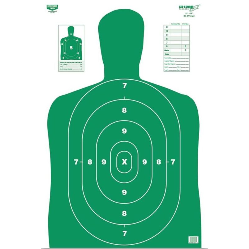 Birchwood Casey 37015 EZE-Scorer Green Target Silhouette Paper Hanging 23" x 35" 5 Pack