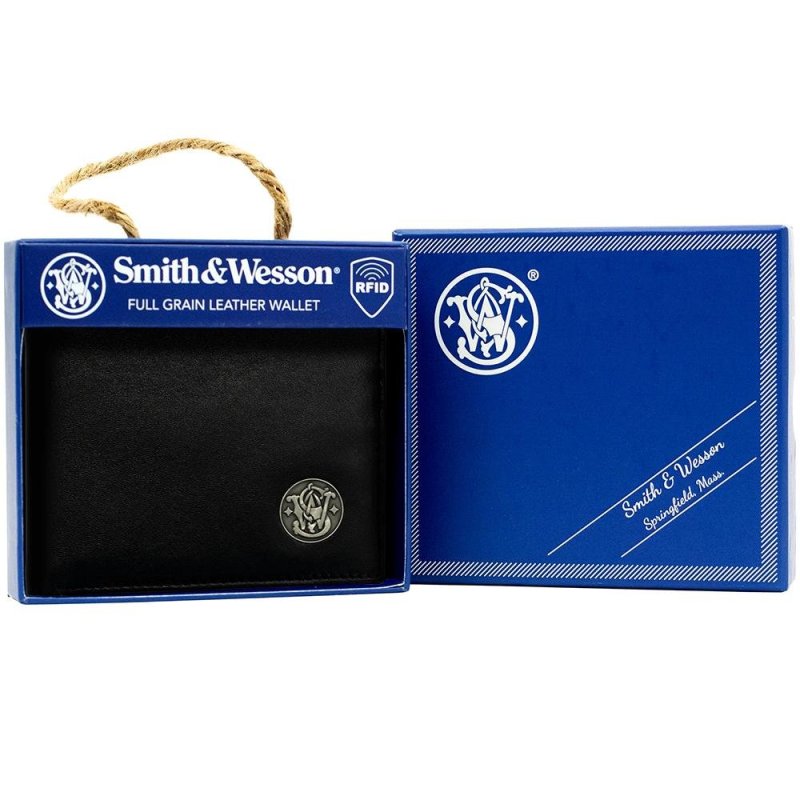 Cameleon 49353 Smith & Wesson Front Pocket Wallet Genuine Leather Black