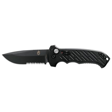 Gerber 06 Auto Folding Knife 8.5" S30V Serrated Drop Point Black Blade Aluminum Handle
