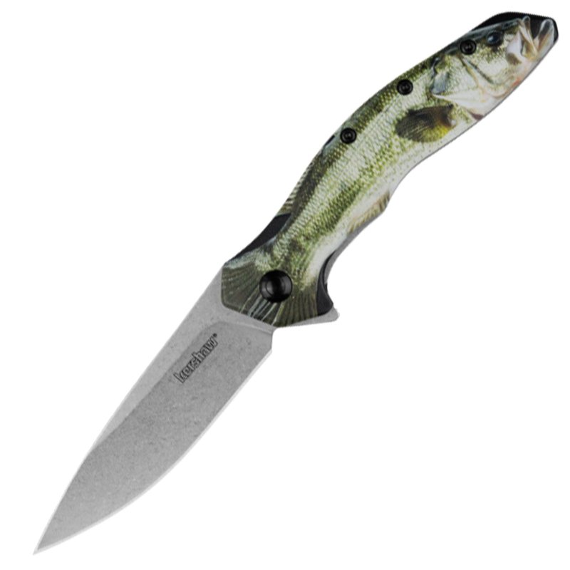 Kershaw Shoreline Bass 3in Drop Point Folding Knife Green