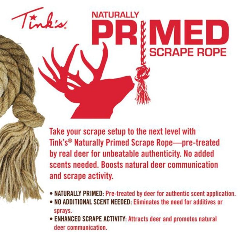 Tinks Primed Scrape Rope 32in Pre-Scented Synthetic Fiber