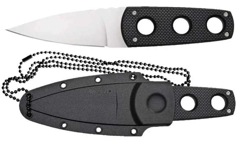 Cold Steel 11SDT Secret Edge 3.50" Fixed Plain Spear Point Japanese AUS-8A SS Blade/ Black Griv-Ex Handle