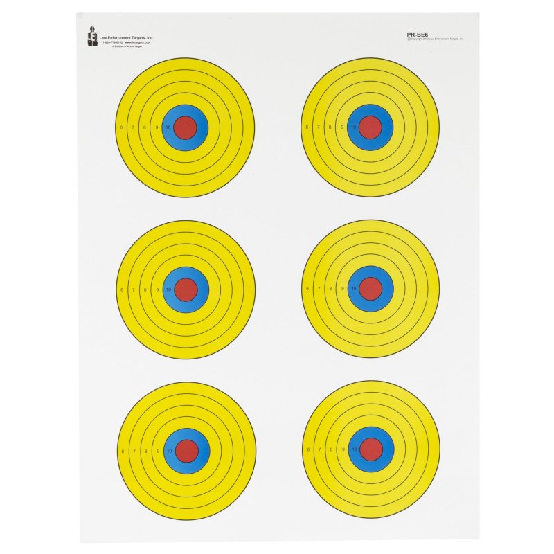 High Visibility Fluorescent 6 Bull's-Eye 17.5"x23" Paper Targets by Action Target - 100 Pack