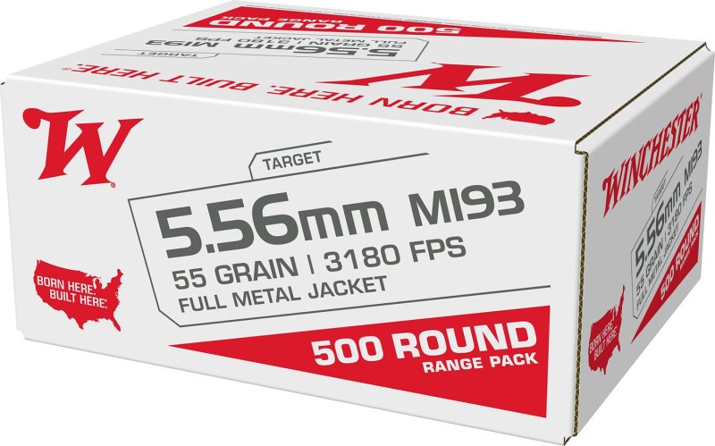 Winchester WM193 5.56mm 55 Grain Full Metal Jacket 500 Rounds