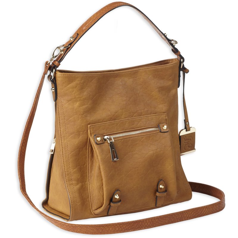Bulldog BDP054 Concealed Carry Hobo Anna Purse with Holster Cognac Leather
