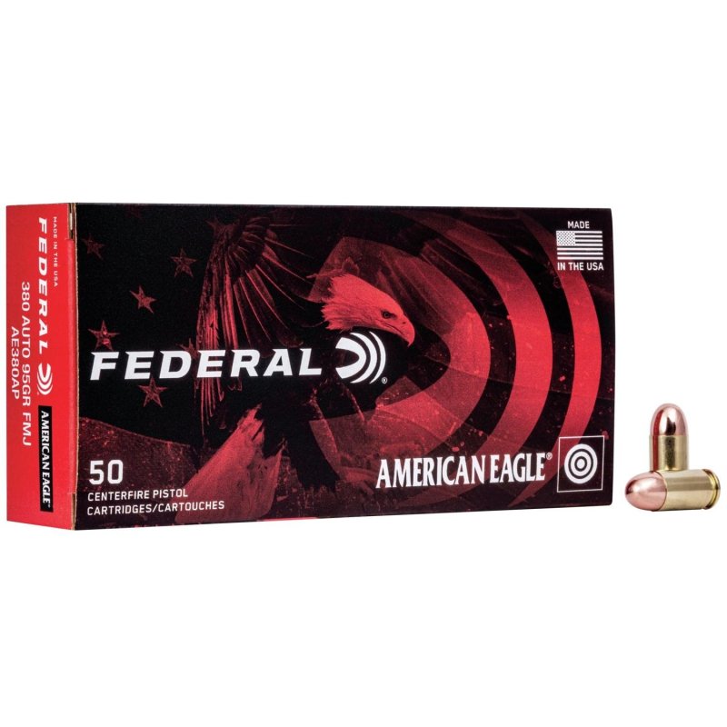 Federal Premium AE380AP 380 ACP 95 Grain Full Metal Jacket 50 Box
