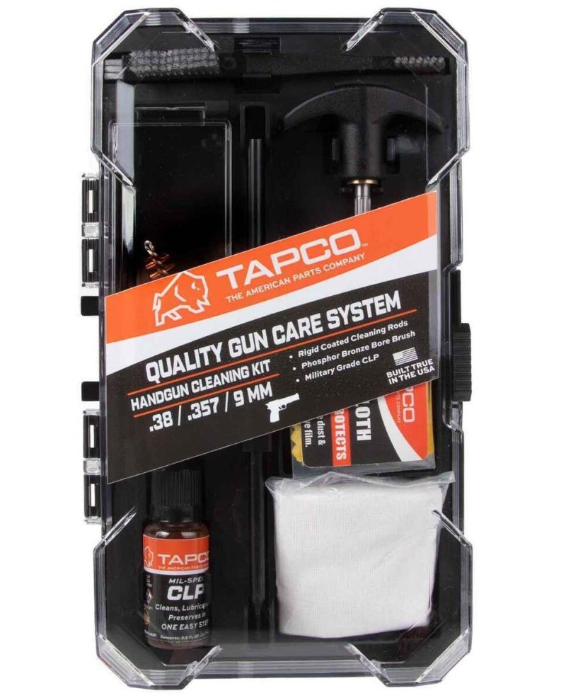 Tapco TAP22080 Handgun Cleaning Kit Complete .38/.357/9mm Black