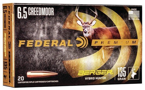 Federal P65CRDBCH1 6.5 Creedmoor 135gr Berger Hybrid Hunter Ammo 20 Rounds