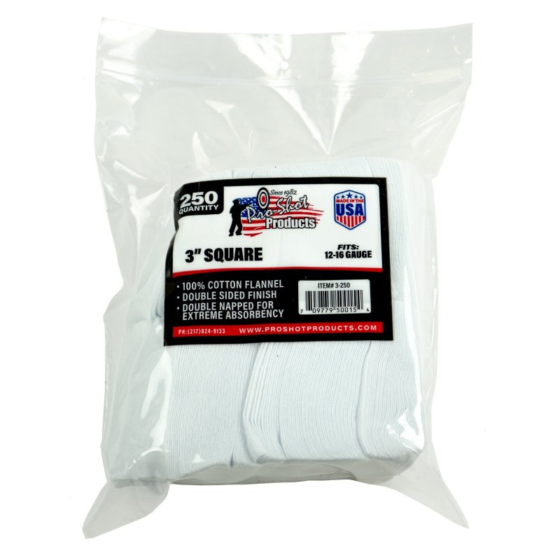 Pro-Shot 3 Square 100% Cotton Patches 250/ct