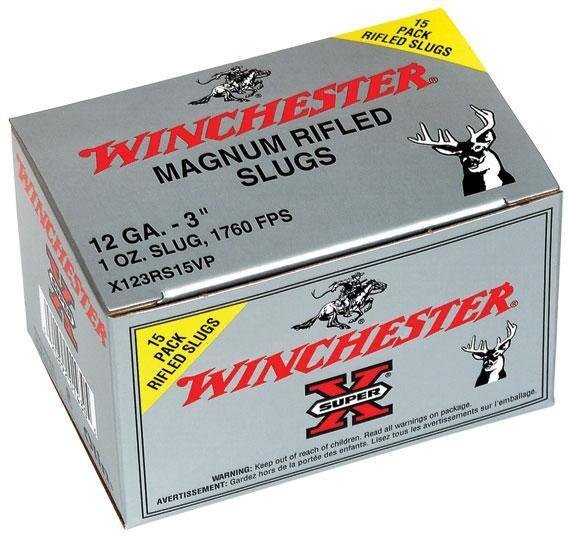 Winchester Super X 12 Gauge 3 In 1 oz Rifled Slug 1760 fps 15 Rounds