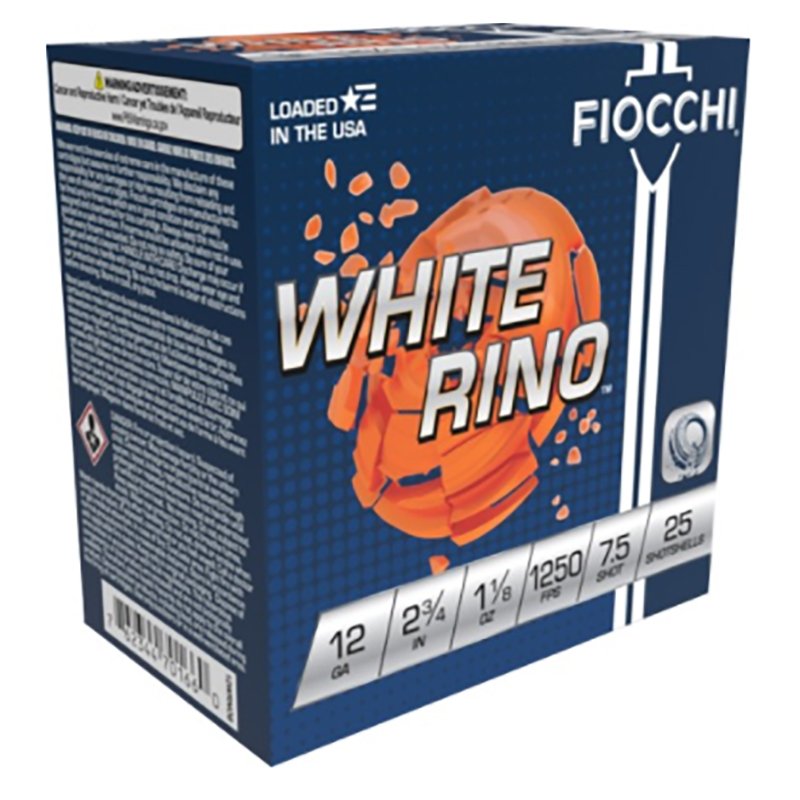 Fiocchi White Rino 12Ga 2.75" 1-1/8Oz #7.5 1250Fps 250R Case 12WRN075
