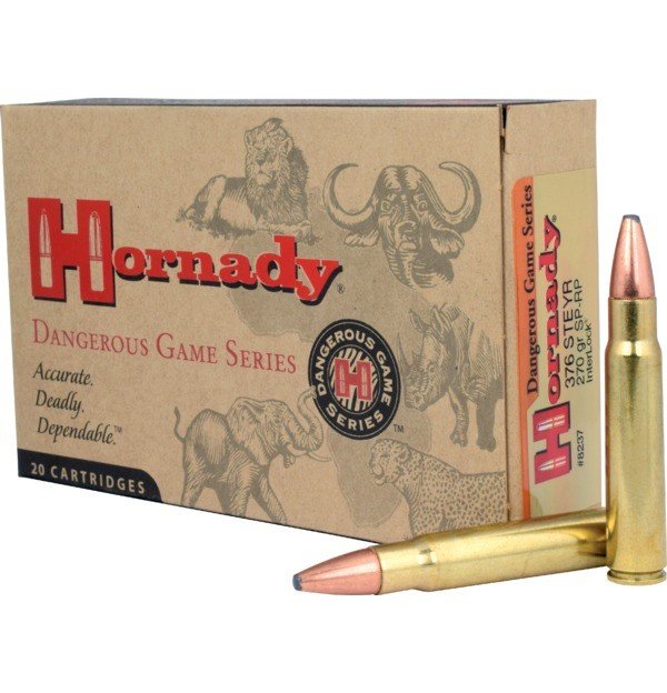 Hornady Dangerous Game .376 Steyr 270gr SP-RP 2600fps Ammo - 20/box
