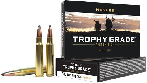 Nosler 61058 Trophy Grade 338 Win Mag 210gr PT SP Ammo 20 Rounds