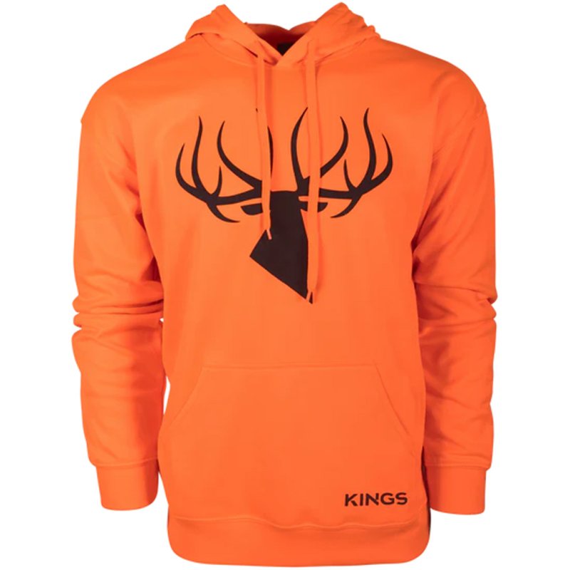 Kings KBZ415-BZ/DS-M Poly Hoodie Blaze Orange Medium, Lightweight, Kangaroo Pocket