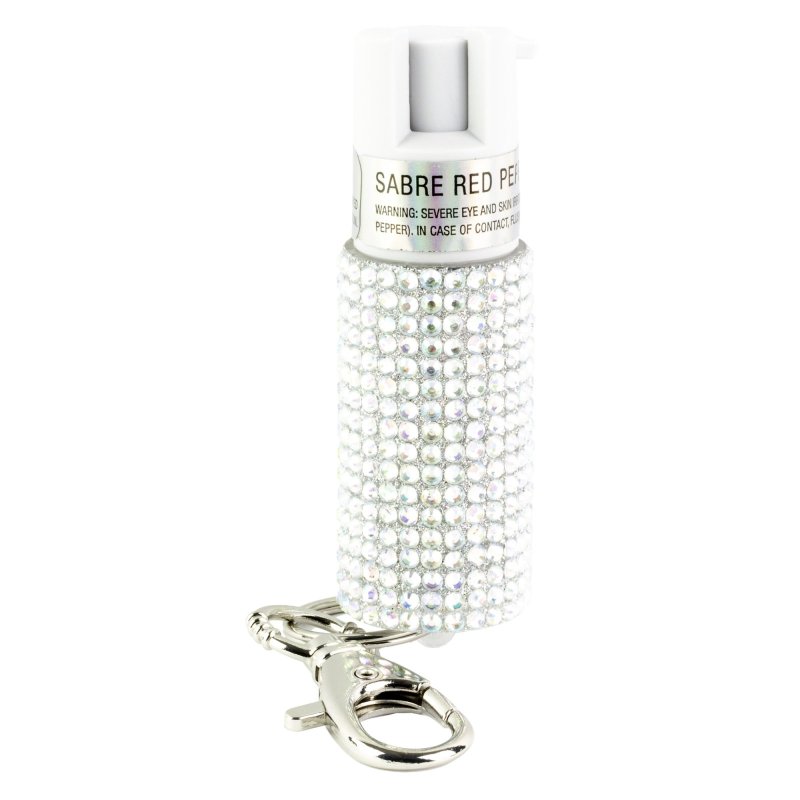 Sabre Jeweled Pepper Spray with Key Ring Silver