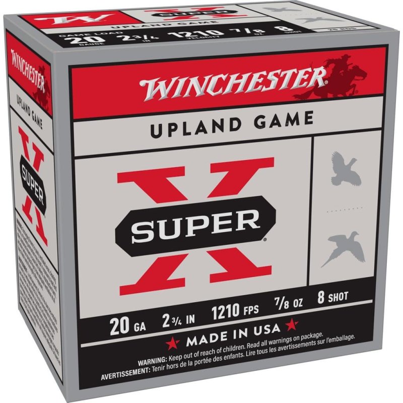 Winchester XU208 Super X 20 Gauge 2.75 in 7/8 oz #8 Shot 1210 fps 25 Rounds