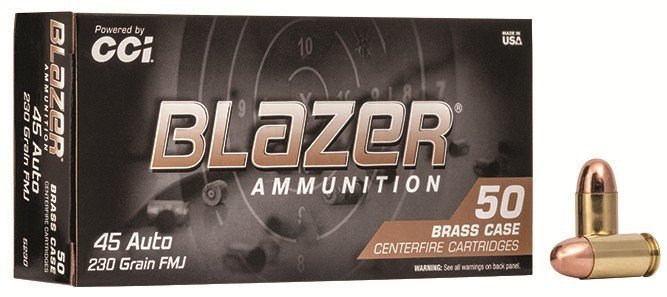 CCI Blazer Brass 5230 45 ACP 230 gr Full Metal Jacket (FMJ) 50 Box