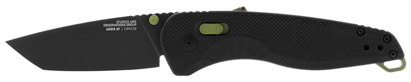 SOG SOG11410941 Aegis AT 3.13" Folding Knife, Black TiNi Cryo D2 Blade