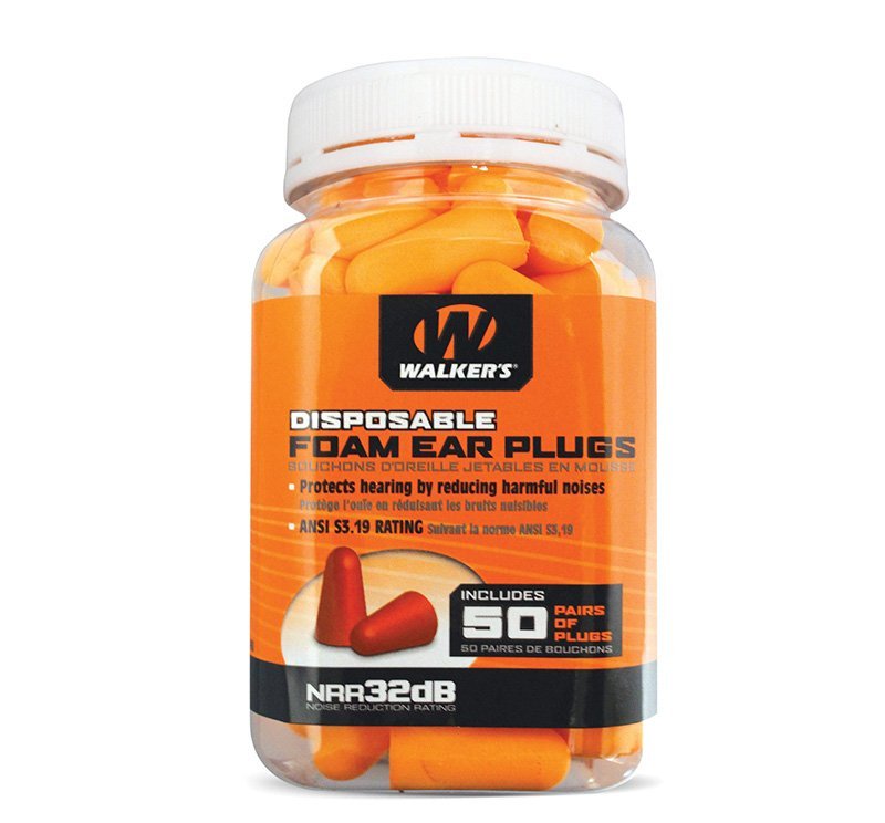 Walker's Foam Ear Plugs NRR 32dB Jar 50/ct Soft Disposable