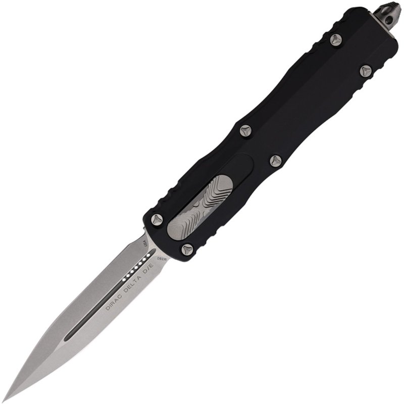 Microtech Dirac Delta 227-10 3.79 In D/E Stonewash BLK ALU Handle