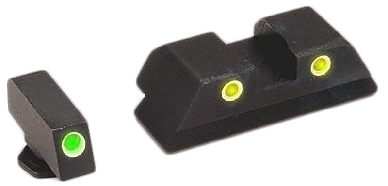 AmeriGlo GL121 Classic Tritium Sight Set for Glock Green White Outline