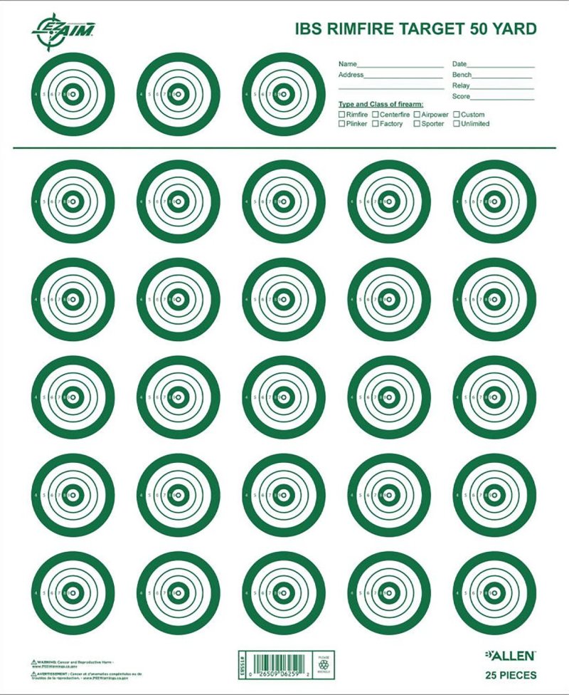 Allen Company EZ-Aim IBS Rimfire Target 14x17 Green/White 25 Pack